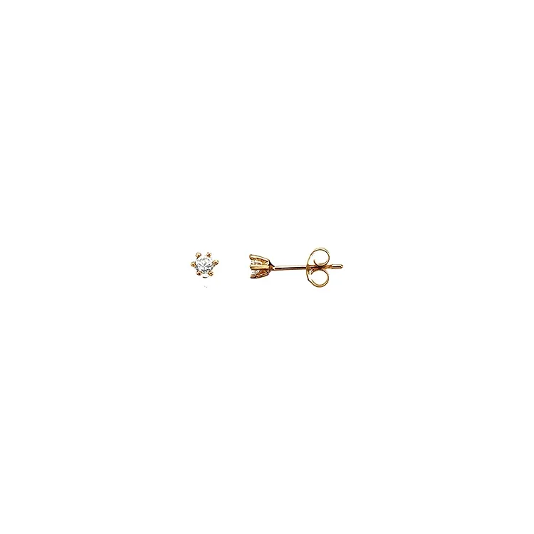 3 mm Scrouples Ohrringe in vergoldetem Sterlingsilber weißen Zirkonen