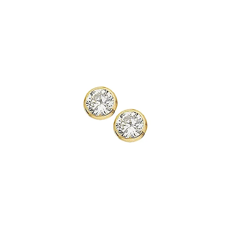 4 mm Scrouples runden Ohrringe in vergoldetem Sterlingsilber weißen Zirkonen