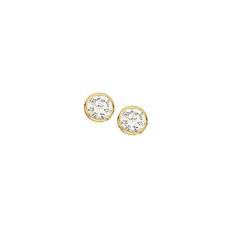 3 mm Scrouples Ohrringe in vergoldetem Sterlingsilber weißen Zirkonen