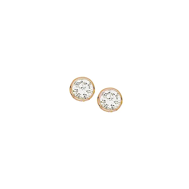 4 mm Scrouples runden Ohrringe in rosa beschichtetem Silber weißen Zirkonen