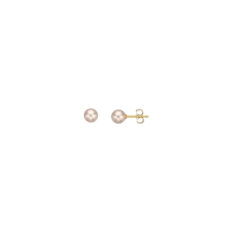 6 mm Scrouples runden weißen Perle Ohrringe in 8 Karat Gold