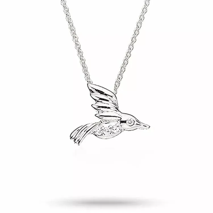Scrouples Vögel Halskette mit Anhänger in Silber weißem Zirkon