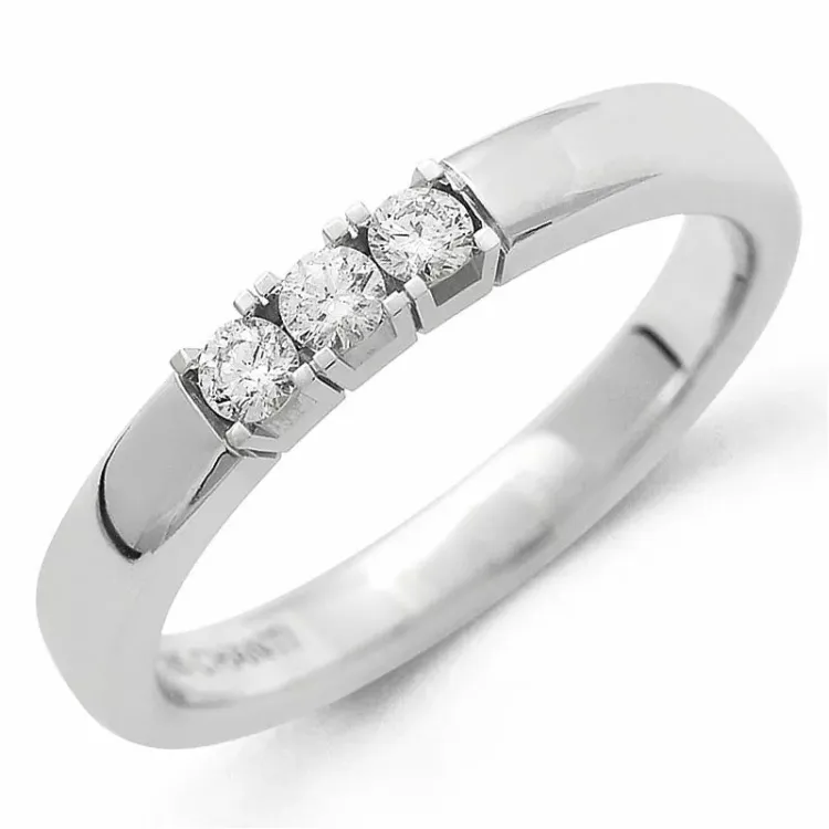 Memoirering in 14 Karat Weißgold 3 x 0,05 ct