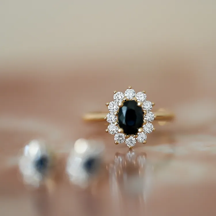 Saphir Rosettenring in 14 Karat Gold 0,55 ct 1,00 ct