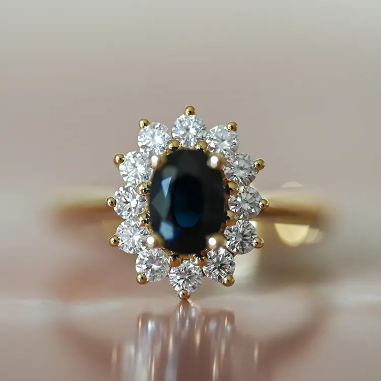 Saphir Rosettenring in 14 Karat Gold 0,55 ct 1,00 ct