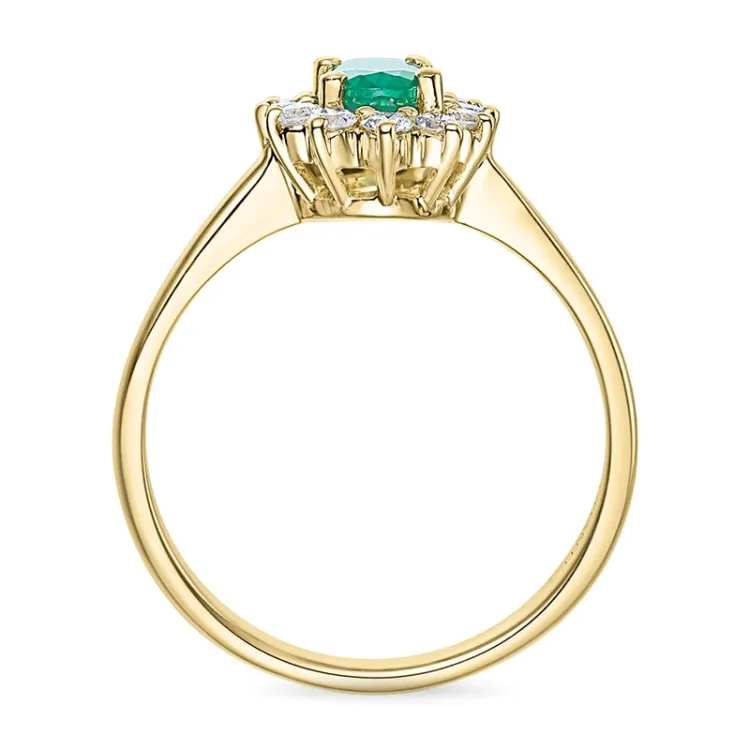 Smaragd Rosettenring in 14 Karat Gold 0,26 ct 0,47 ct