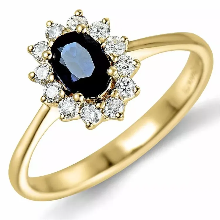 Saphir Rosettenring in 14 Karat Gold 0,26 ct 0,65 ct