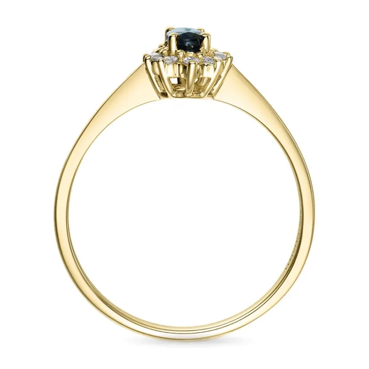 Saphir Rosettenring in 14 Karat Gold 0,11 ct 0,35 ct