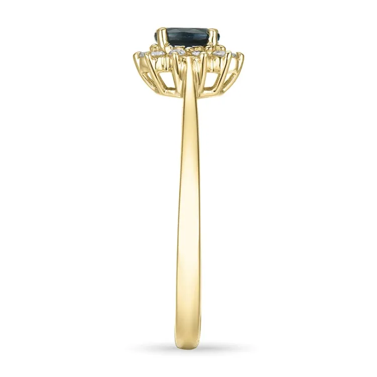 Saphir Rosettenring in 14 Karat Gold 0,11 ct 0,35 ct