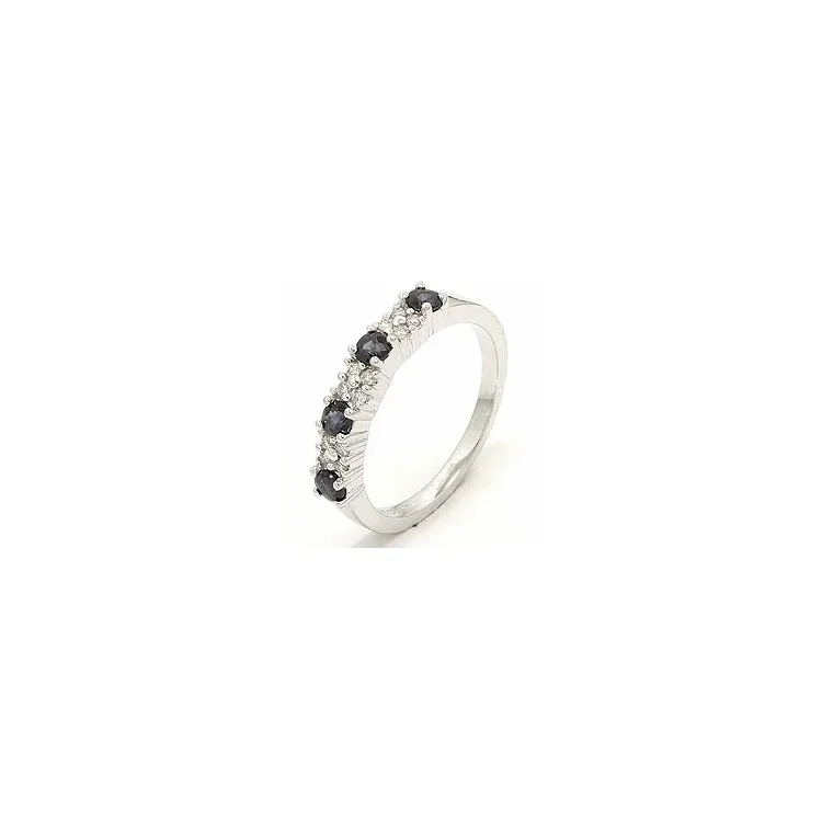 Saphir Diamantring in 14 Karat Weißgold 0,12 ct