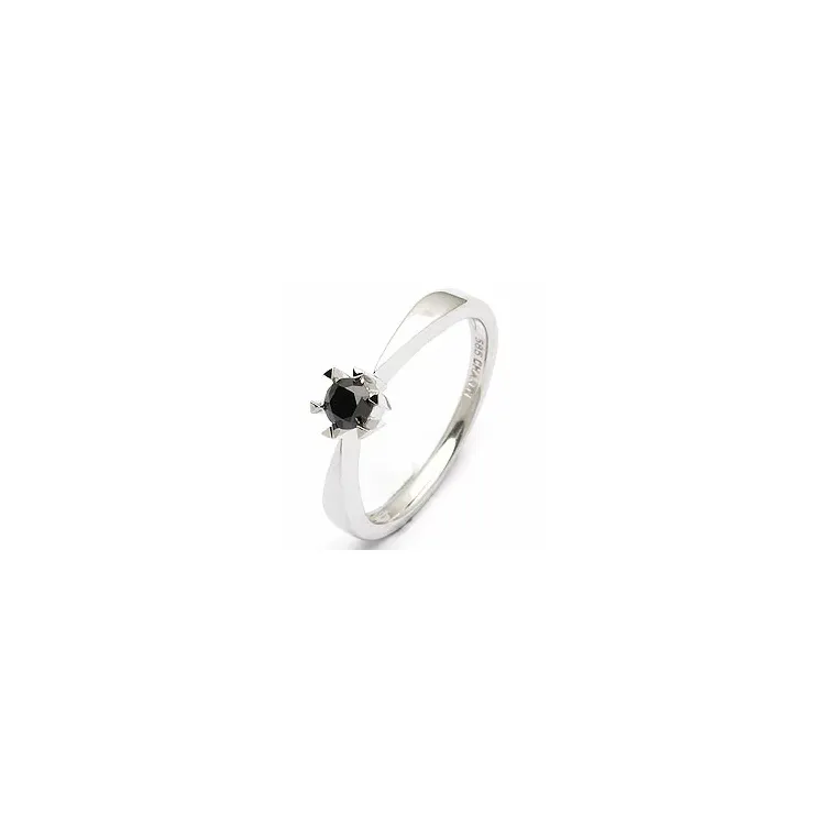 0,20 ct schwarz Solitärring in 14 Karat Weißgold 0,21 ct