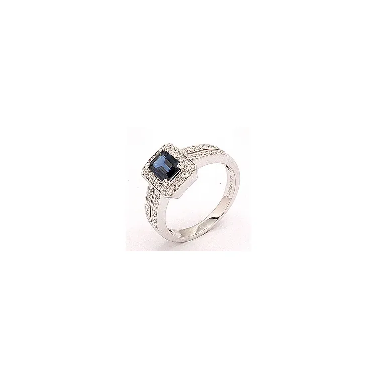 blauem Saphir Ring in 14 Karat Weißgold 0,43 ct 1,05 ct
