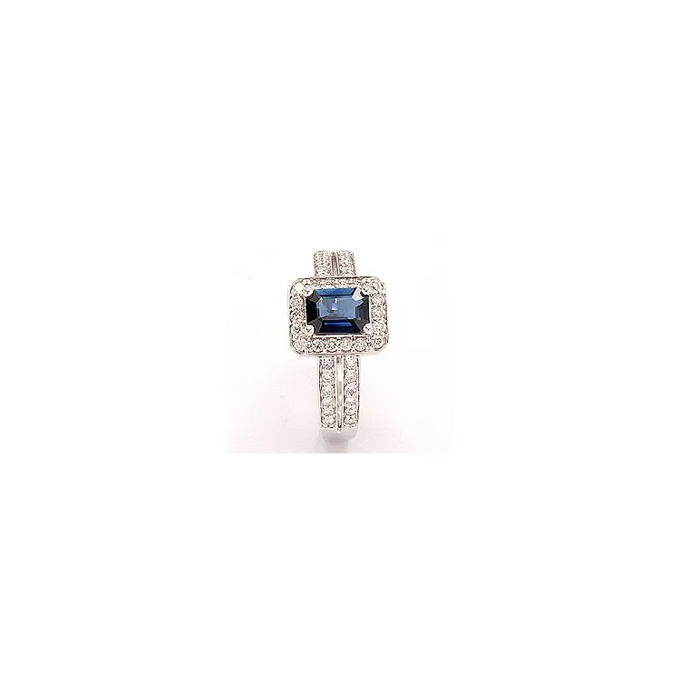 blauem Saphir Ring in 14 Karat Weißgold 0,43 ct 1,05 ct