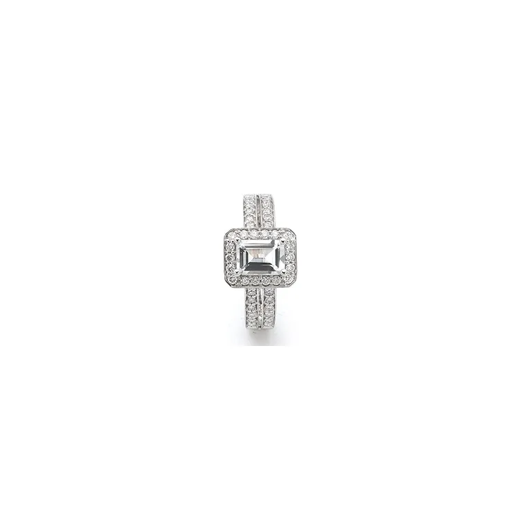 viereckigem Diamantring in 14 Karat Weißgold 0,43 ct 