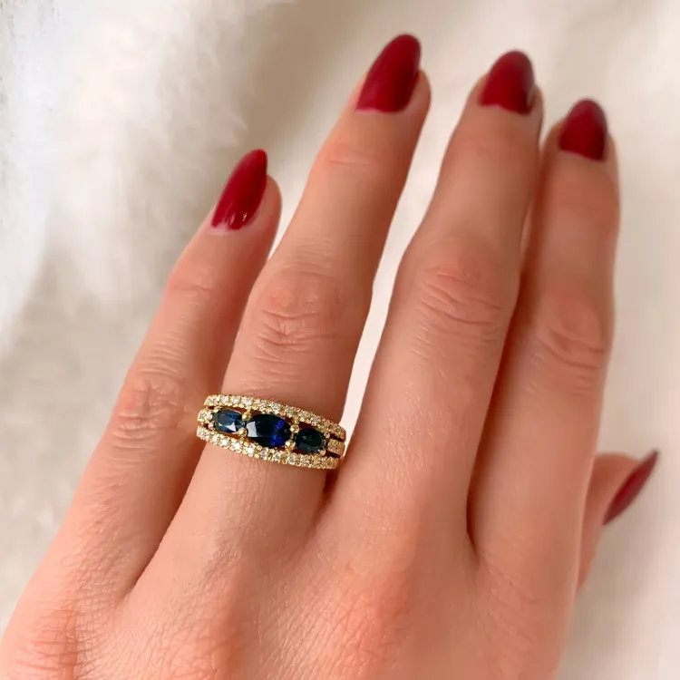 Saphir Diamantring in 14 Karat Gold 0,21 ct 1,35 ct