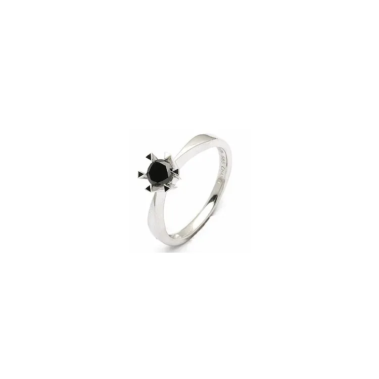 0,30 ct schwarz Diamant Solitärring in 14 Karat Weißgold 0,32 ct