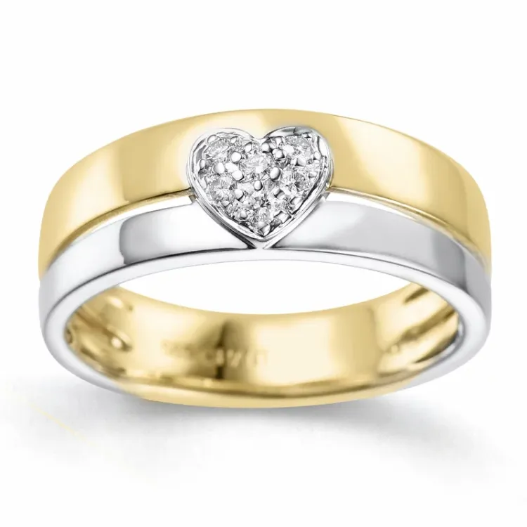 Herz Ring in 14 Karat Gold- und Weißgold 0,08 ct