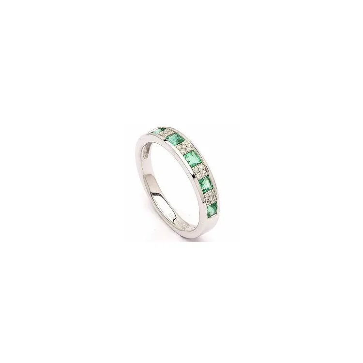 Bestellware - Smaragd Ring in 14 Karat Weißgold 0,07 ct 0,42 ct