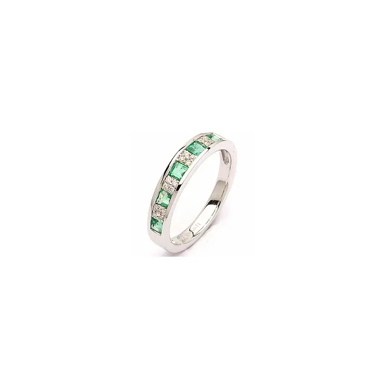 Bestellware - Smaragd Ring in 14 Karat Weißgold 0,07 ct 0,42 ct