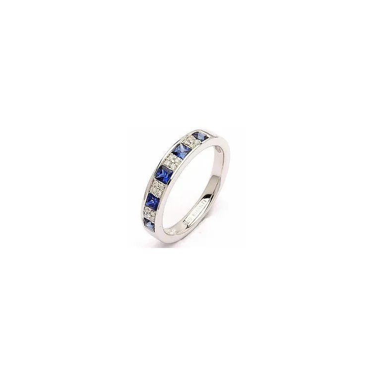 blauem Saphir Diamantring in 14 Karat Weißgold 0,08 ct 0,66 ct