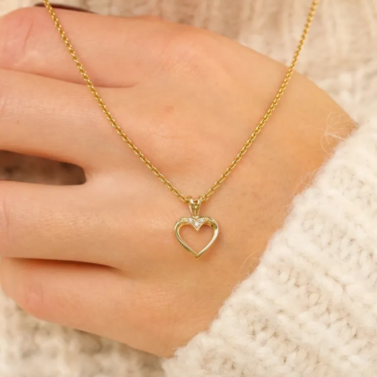 Herz Diamant Anhänger in 14 karat Gold 0,02 ct