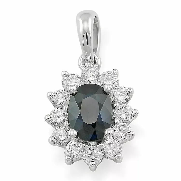 Saphir Rosettenanhänger in 14 karat Weißgold 0,55 ct 1,05 ct