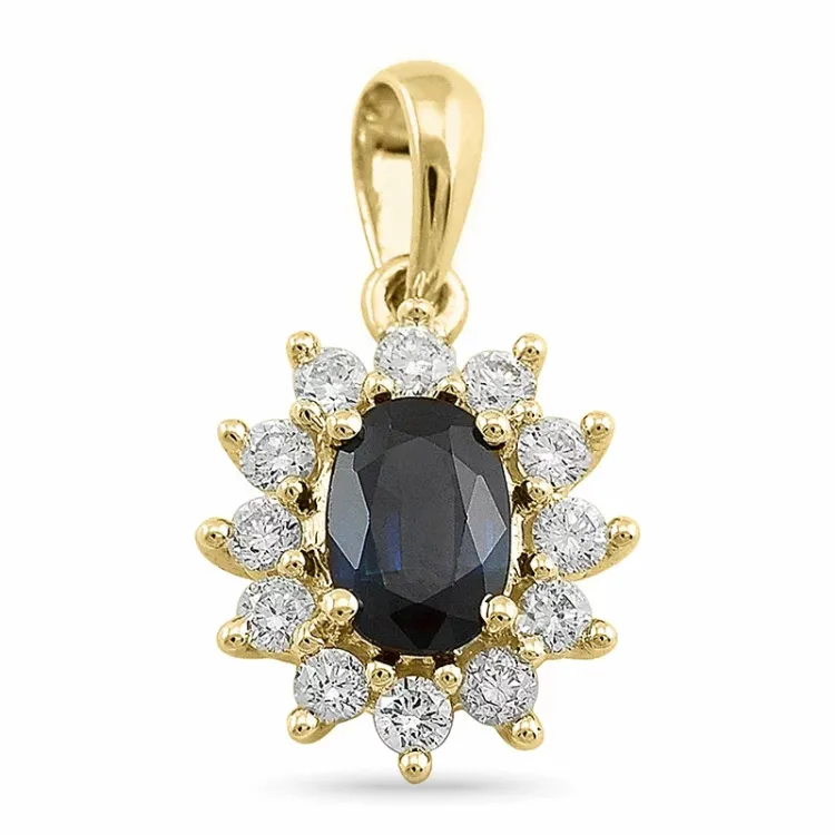 Saphir Rosettenanhänger in 14 karat Gold 0,26 ct 0,65 ct