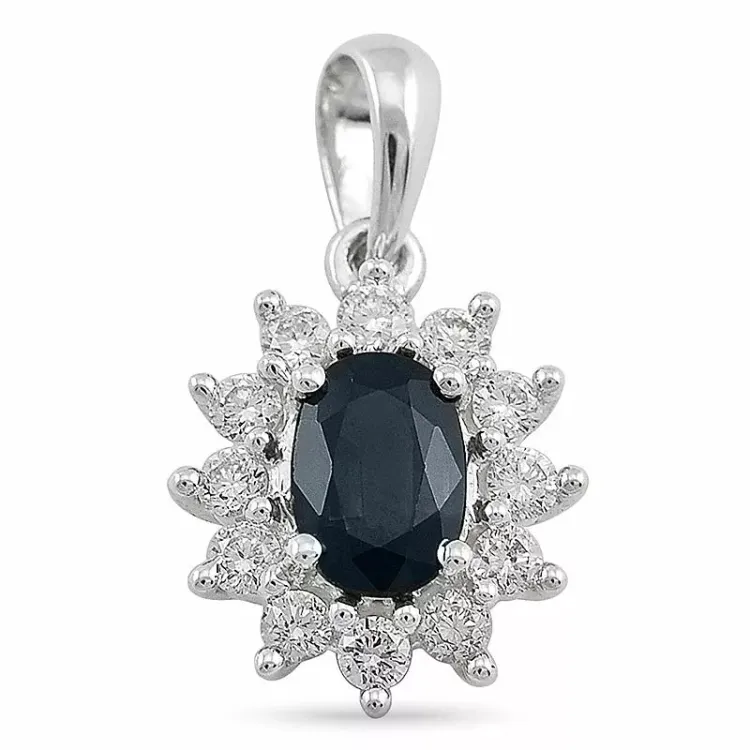 Saphir Rosettenanhänger in 14 karat Weißgold 0,26 ct 0,65 ct