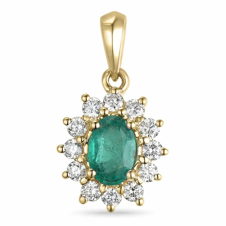 Smaragd Rosettenanhänger in 14 karat Gold 0,26 ct 0,47 ct