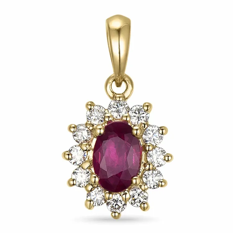 Rubin Rosettenanhänger in 14 karat Gold 0,26 ct 0,63 ct
