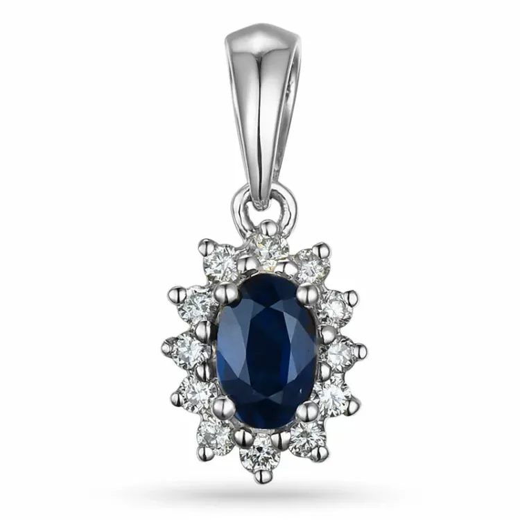 Saphir Rosettenanhänger in 14 karat Weißgold 0,10 ct 0,35 ct