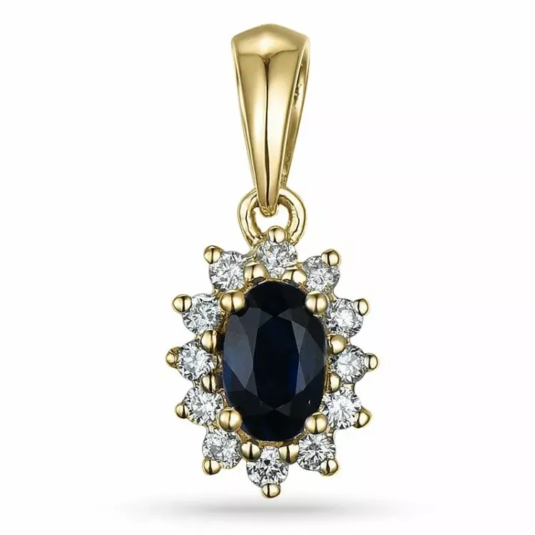 Saphir Rosettenanhänger in 14 karat Gold 0,10 ct 0,35 ct
