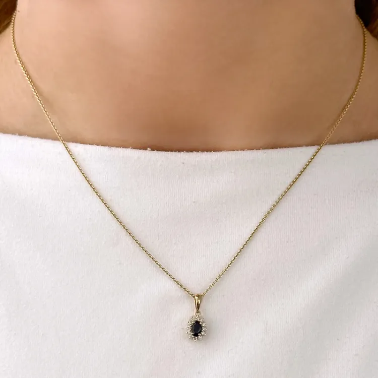 Saphir Rosettenanhänger in 14 karat Gold 0,10 ct 0,35 ct