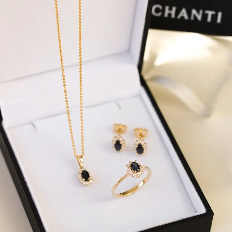 Saphir Rosettenanhänger in 14 karat Gold 0,10 ct 0,35 ct