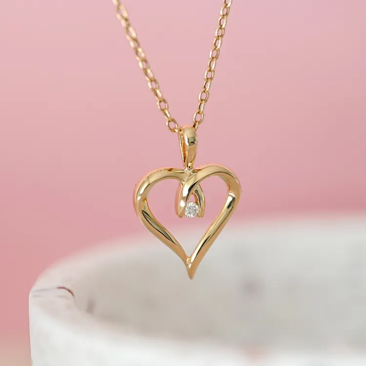 Herz Diamant Anhänger in 14 karat Gold 0,04 ct