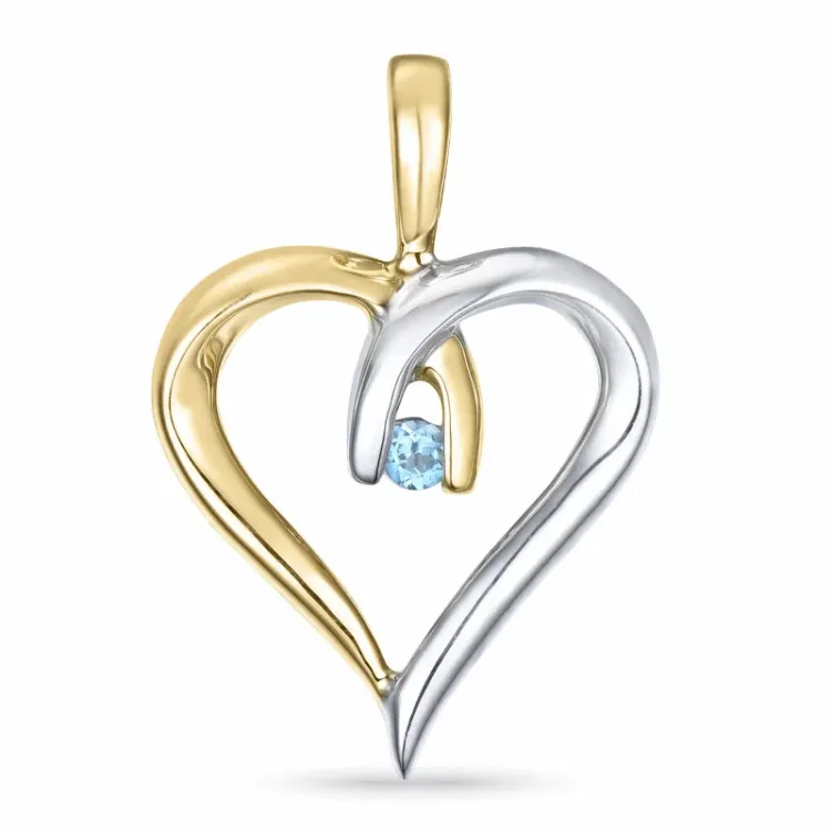 Herz Topas Anhänger in 14 karat Gold- und Weißgold 0,03 ct