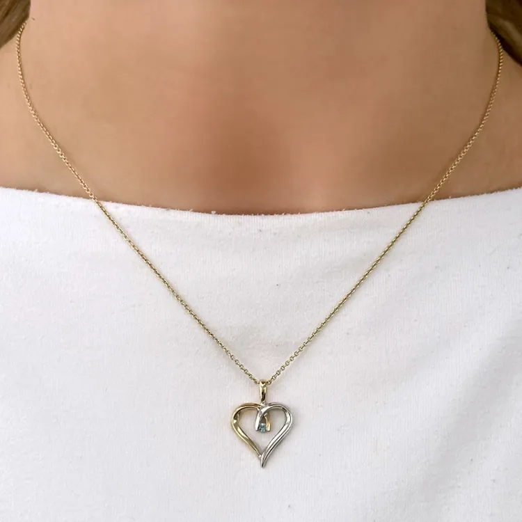 Herz Topas Anhänger in 14 karat Gold- und Weißgold 0,03 ct