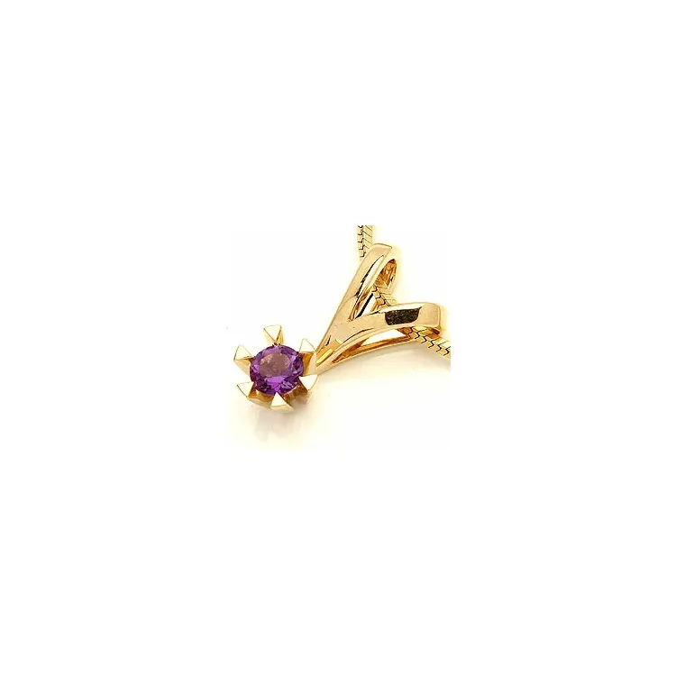 violettem Amethyst Anhänger in 14 karat Gold 0,25 ct