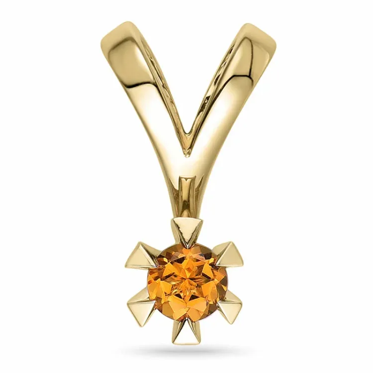 orangefarbenem Citrin Solitäranhänger in 14 karat Gold 0,25 ct