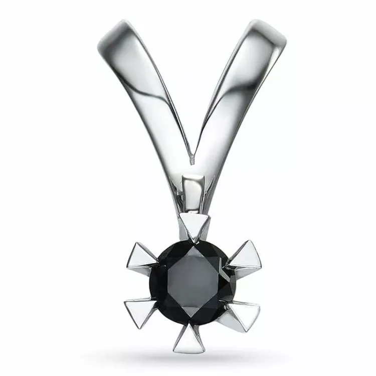 schwarz Diamantanhänger in 14 karat Weißgold 0,20 ct