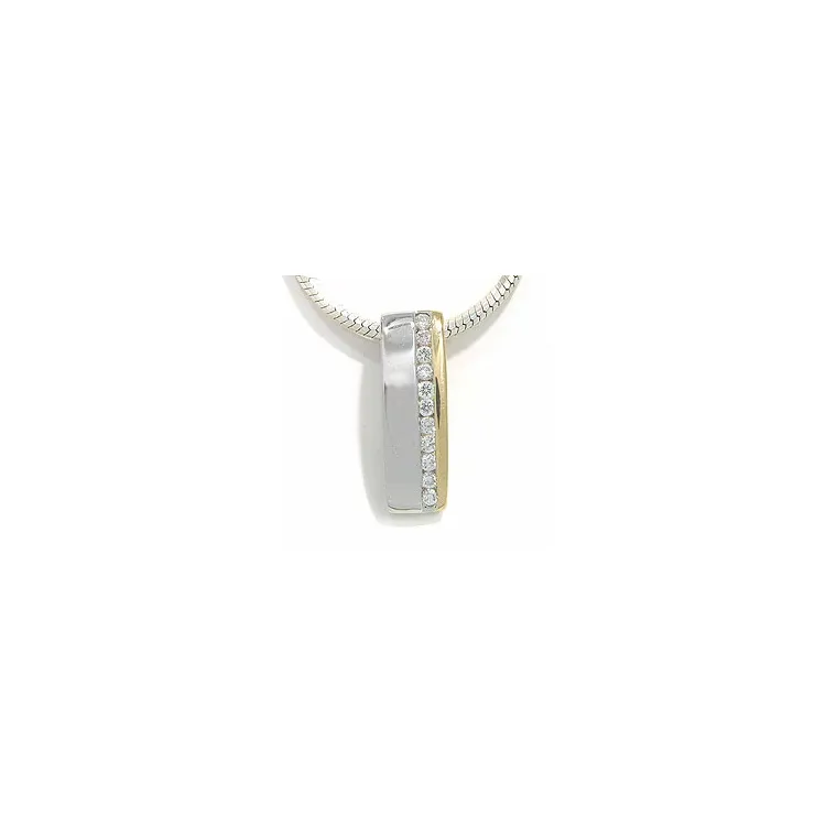 Viereckigem Anhänger in 14 karat Gold- und Weißgold 0,15 ct