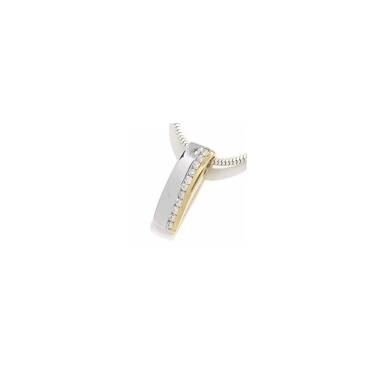 Viereckigem Anhänger in 14 karat Gold- und Weißgold 0,15 ct