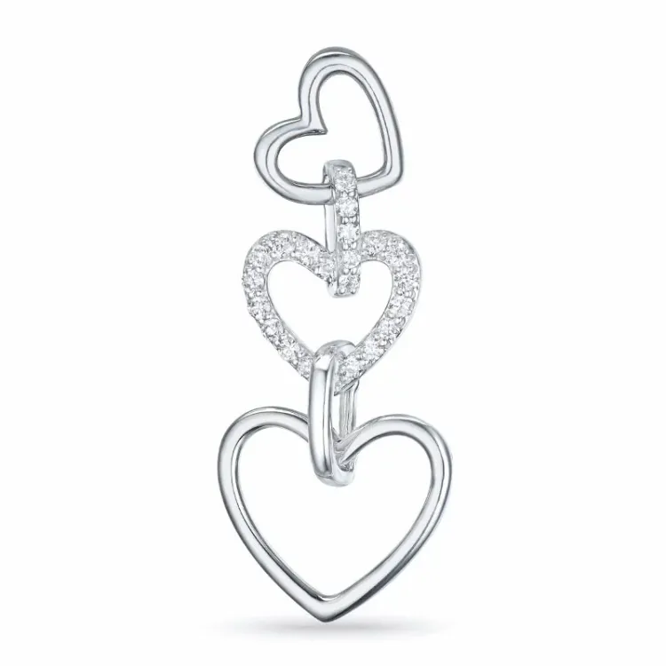 Großer Herzförmiger Anhänger in 14 karat Weißgold 0,27 ct