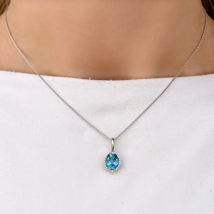 Topas Anhänger in 14 karat Weißgold 0,12 ct 3,0 ct