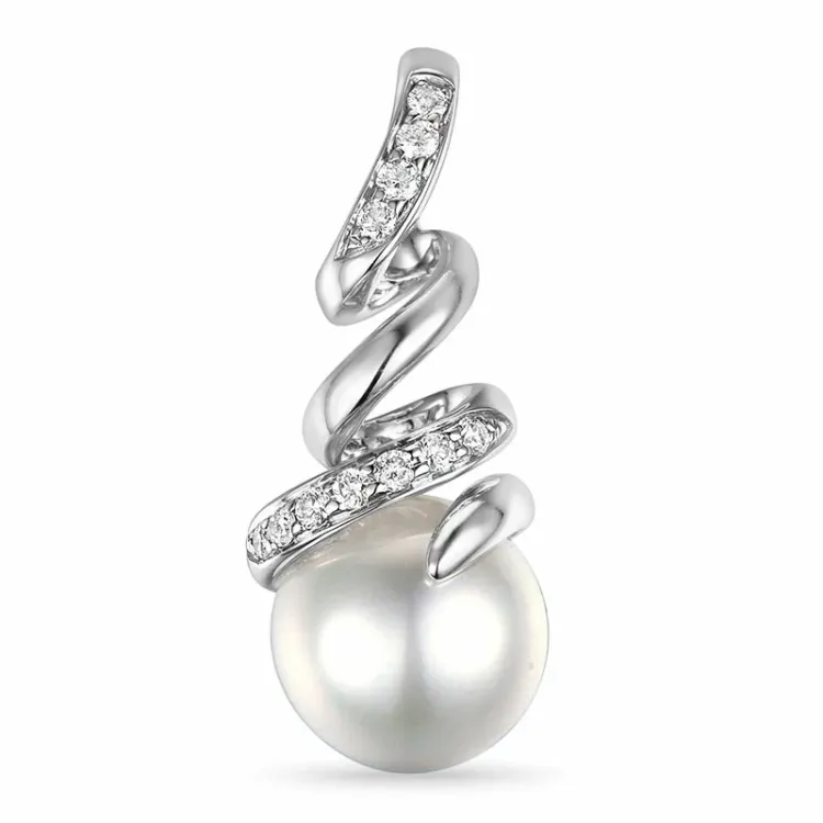 Perle Anhänger in 14 karat Weißgold 0,09 ct
