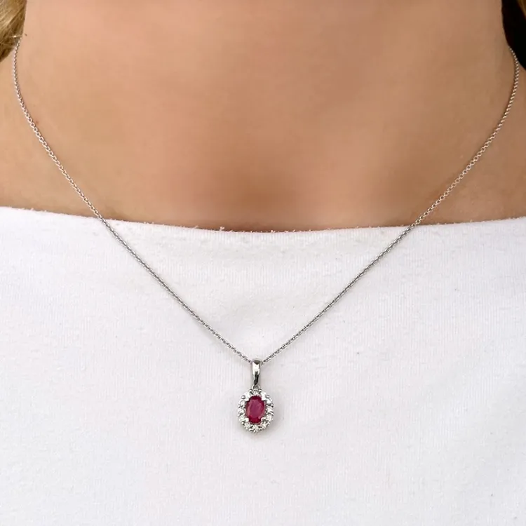 Rubin Anhänger in 14 karat Weißgold 0,21 ct 0,63 ct