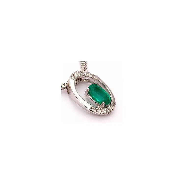 Smaragd anhänger in 14 karat weißgold 0,06 ct 0,48 ct