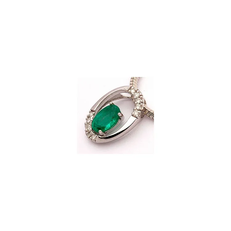 Smaragd anhänger in 14 karat weißgold 0,06 ct 0,48 ct