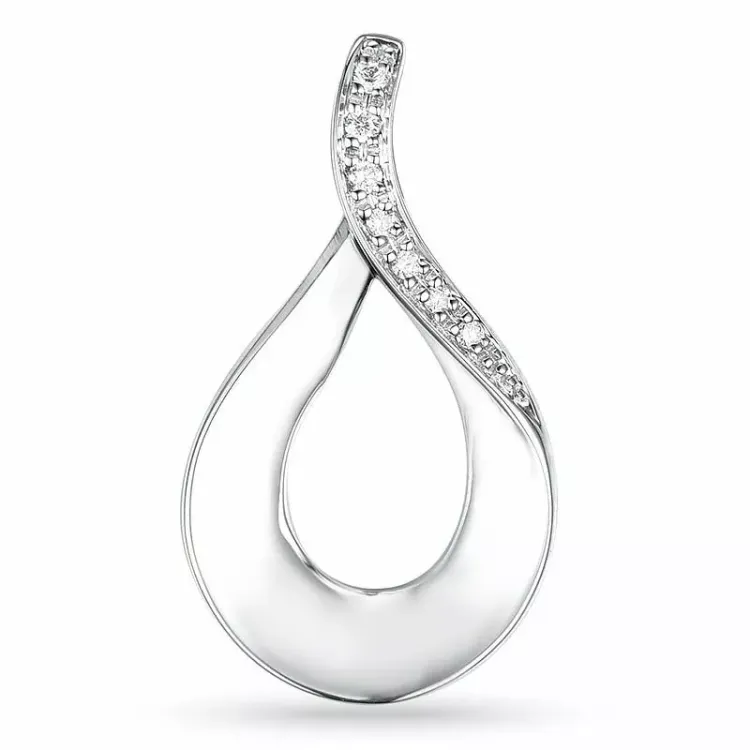 Elegant Diamant Anhänger in 14 karat Weißgold 0,04 ct