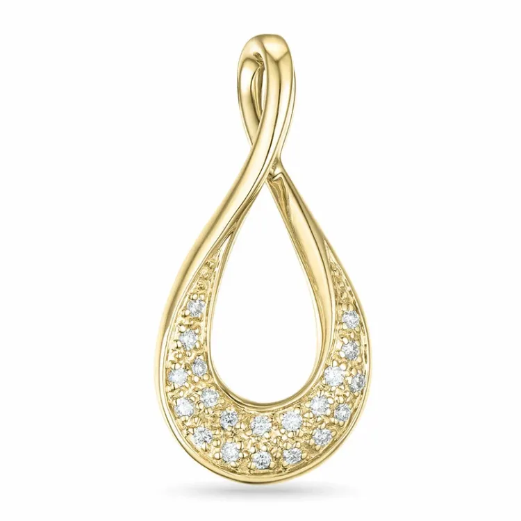 Tropfenförmigen diamantanhänger in 14 karat gold 0,13 ct